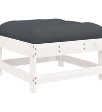 10-tlg. Garten-Lounge-Set mit Kissen Weiß Massivholz
