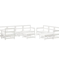 10-tlg. Garten-Lounge-Set mit Kissen Weiß Massivholz