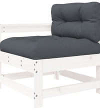 10-tlg. Garten-Lounge-Set mit Kissen Weiß Massivholz
