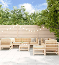 10-tlg. Garten-Lounge-Set mit Kissen Massivholz