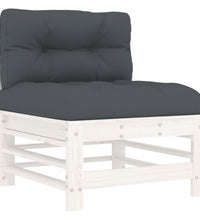 10-tlg. Garten-Lounge-Set mit Kissen Weiß Massivholz