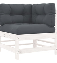 10-tlg. Garten-Lounge-Set mit Kissen Weiß Massivholz