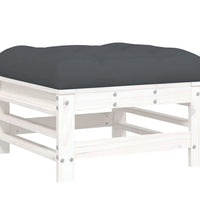 10-tlg. Garten-Lounge-Set mit Kissen Weiß Massivholz