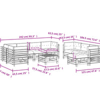10-tlg. Garten-Lounge-Set mit Kissen Weiß Massivholz