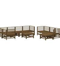 10-tlg. Garten-Lounge-Set mit Kissen Honigbraun Massivholz