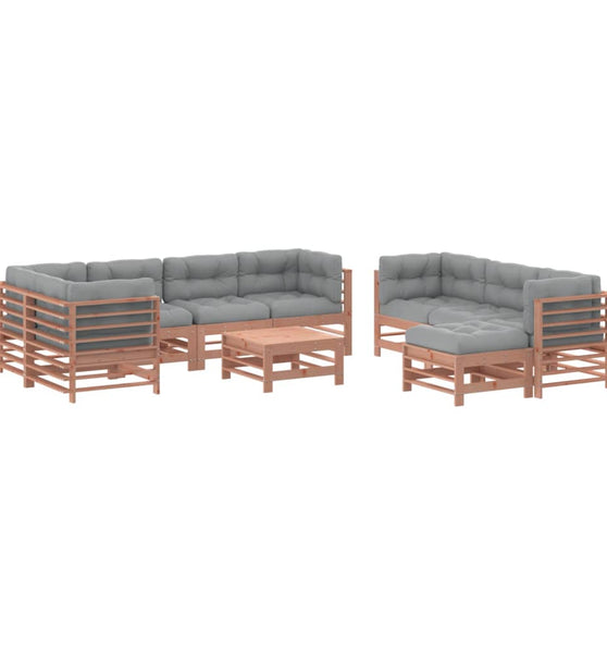 10-tlg. Garten-Lounge-Set mit Kissen Massivholz Douglasie