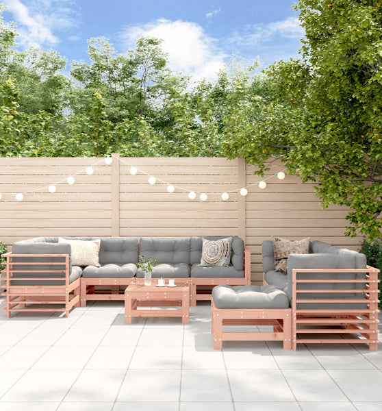 10-tlg. Garten-Lounge-Set mit Kissen Massivholz Douglasie