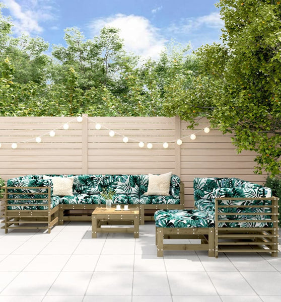 10-tlg. Garten-Lounge-Set mit Kissen Kiefernholz Imprägniert