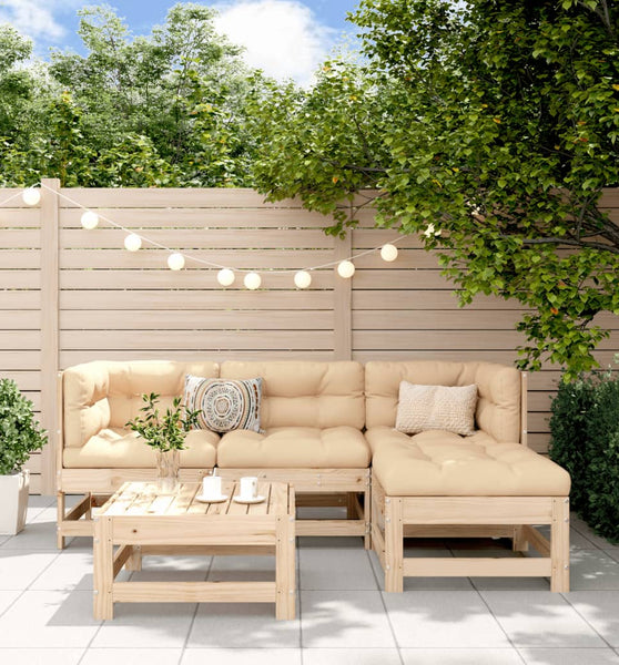 5-tlg. Garten-Lounge-Set Massivholz Kiefer