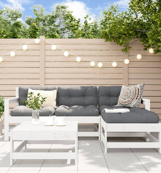 5-tlg. Garten-Lounge-Set Weiß Massivholz Kiefer