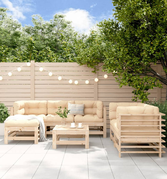 7-tlg. Garten-Lounge-Set Massivholz Kiefer