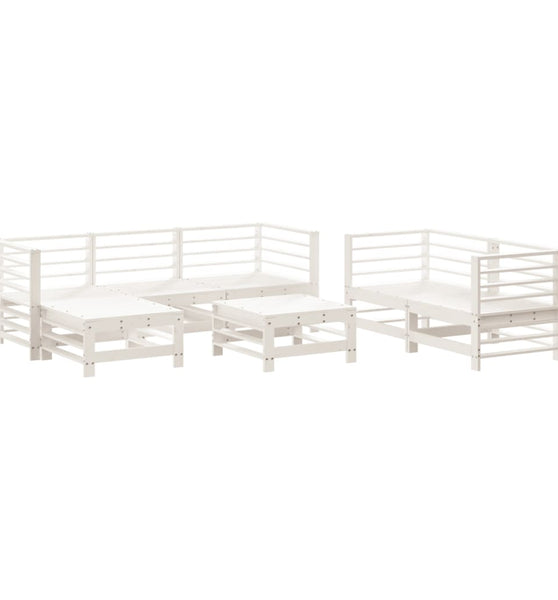 7-tlg. Garten-Lounge-Set Weiß Massivholz Kiefer