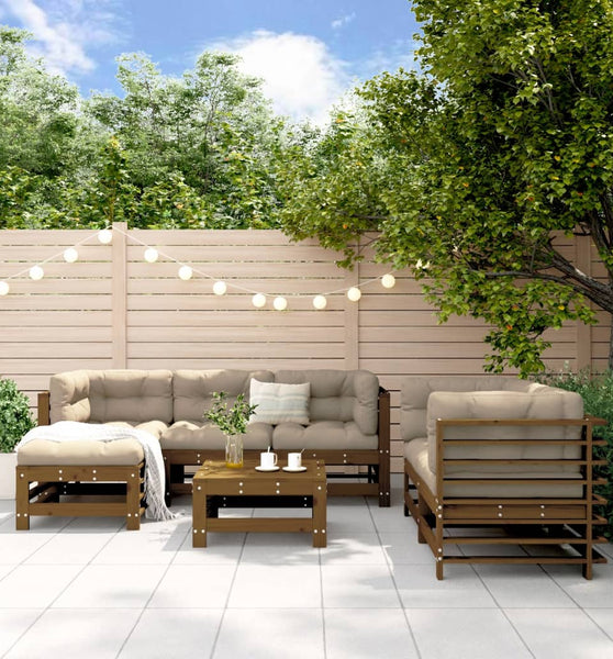 7-tlg. Garten-Lounge-Set Honigbraun Massivholz Kiefer