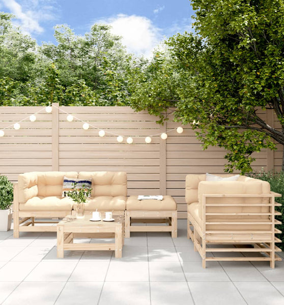 6-tlg. Garten-Lounge-Set Massivholz Kiefer