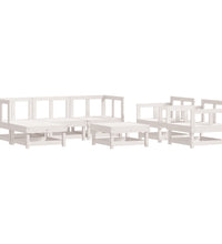 7-tlg. Garten-Lounge-Set Weiß Massivholz Kiefer