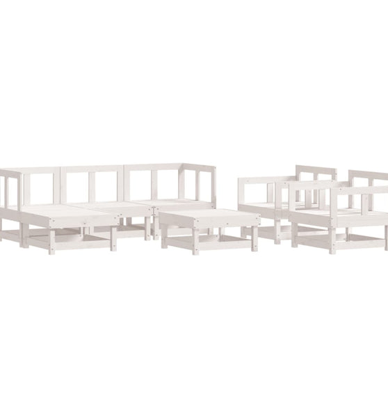 7-tlg. Garten-Lounge-Set Weiß Massivholz Kiefer