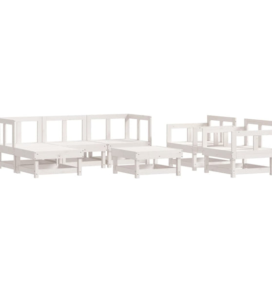 7-tlg. Garten-Lounge-Set Weiß Massivholz Kiefer