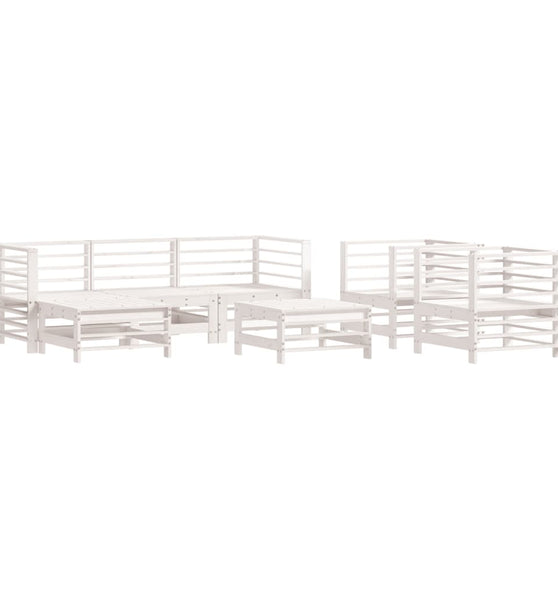 7-tlg. Garten-Lounge-Set Weiß Massivholz Kiefer