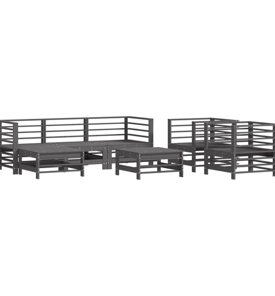 7-tlg. Garten-Lounge-Set Grau Massivholz Kiefer