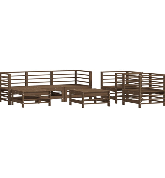 7-tlg. Garten-Lounge-Set Honigbraun Massivholz Kiefer