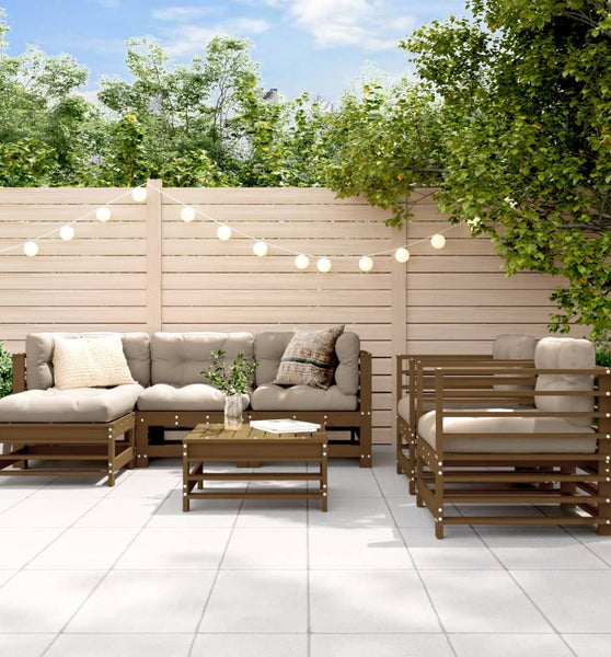 7-tlg. Garten-Lounge-Set Honigbraun Massivholz Kiefer