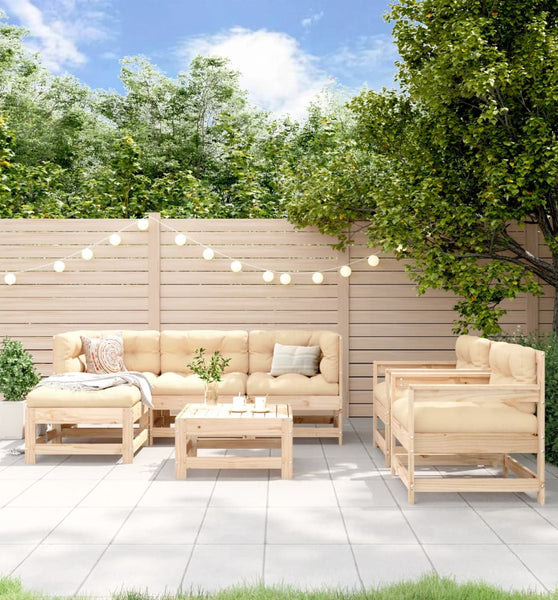 7-tlg. Garten-Lounge-Set Massivholz Kiefer