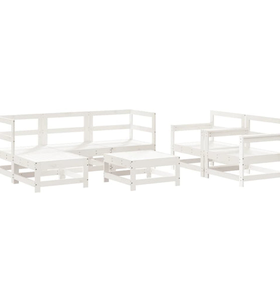 7-tlg. Garten-Lounge-Set Weiß Massivholz Kiefer