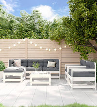 7-tlg. Garten-Lounge-Set Weiß Massivholz Kiefer