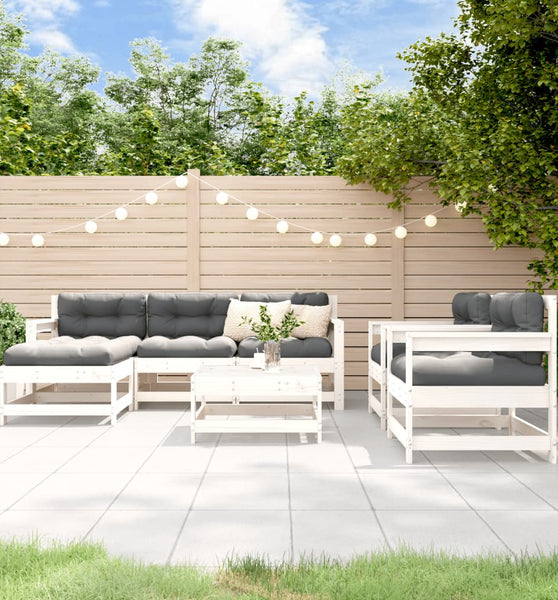 7-tlg. Garten-Lounge-Set Weiß Massivholz Kiefer