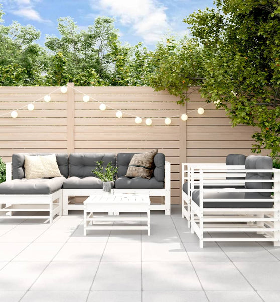 7-tlg. Garten-Lounge-Set Weiß Massivholz Kiefer