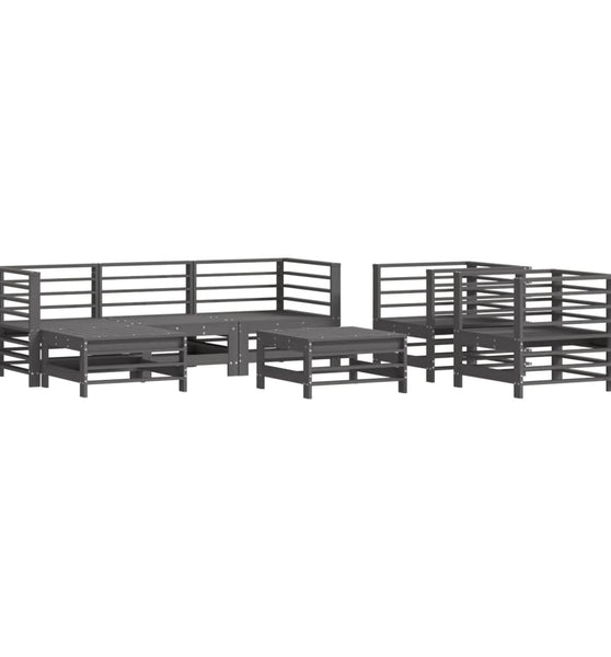7-tlg. Garten-Lounge-Set Grau Massivholz Kiefer