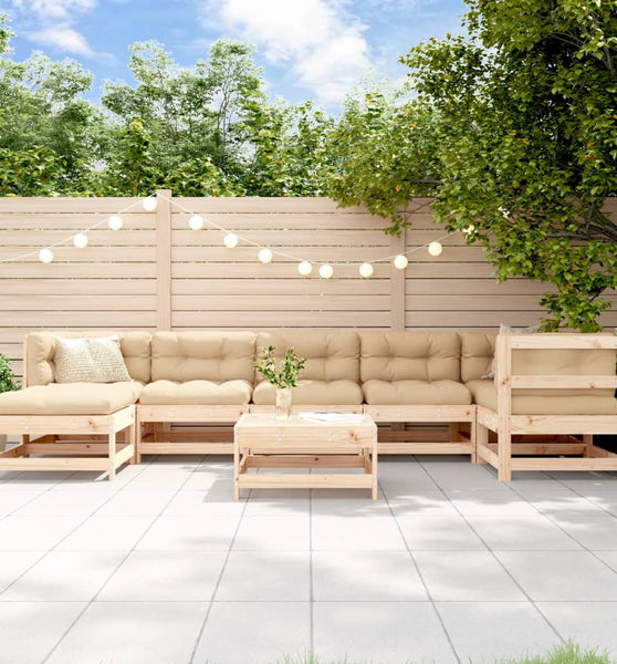 8-tlg. Garten-Lounge-Set Massivholz Kiefer