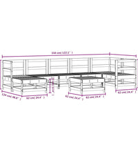 8-tlg. Garten-Lounge-Set Weiß Massivholz Kiefer