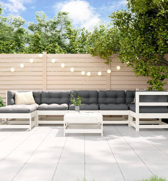 8-tlg. Garten-Lounge-Set Weiß Massivholz Kiefer