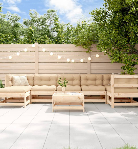 8-tlg. Garten-Lounge-Set Massivholz Kiefer