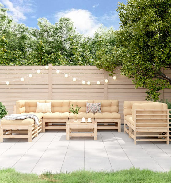 9-tlg. Garten-Lounge-Set Massivholz Kiefer