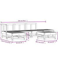 6-tlg. Garten-Lounge-Set Weiß Massivholz Kiefer