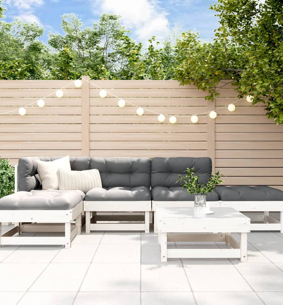 6-tlg. Garten-Lounge-Set Weiß Massivholz Kiefer