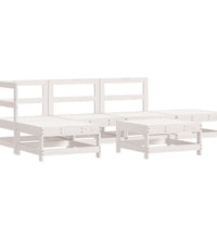 6-tlg. Garten-Lounge-Set Weiß Massivholz Kiefer