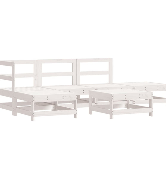 6-tlg. Garten-Lounge-Set Weiß Massivholz Kiefer