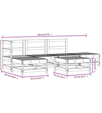 6-tlg. Garten-Lounge-Set Weiß Massivholz Kiefer