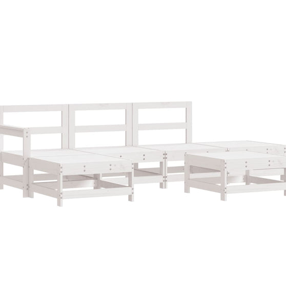 6-tlg. Garten-Lounge-Set Weiß Massivholz Kiefer