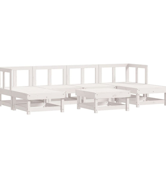 7-tlg. Garten-Lounge-Set Weiß Massivholz Kiefer
