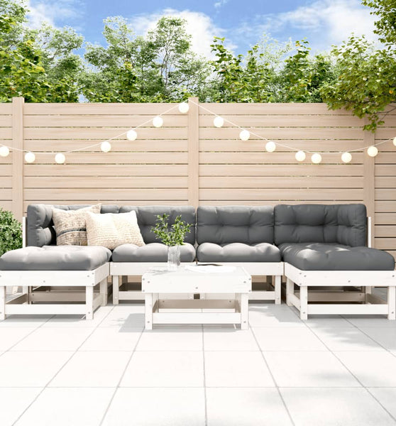 7-tlg. Garten-Lounge-Set Weiß Massivholz Kiefer