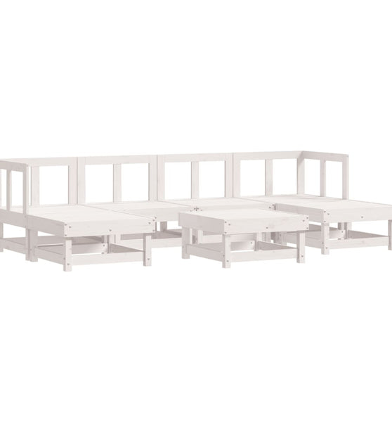 7-tlg. Garten-Lounge-Set Weiß Massivholz Kiefer