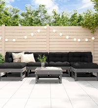 7-tlg. Garten-Lounge-Set Grau Massivholz Kiefer