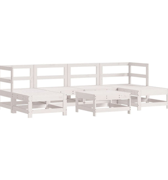 7-tlg. Garten-Lounge-Set Weiß Massivholz Kiefer