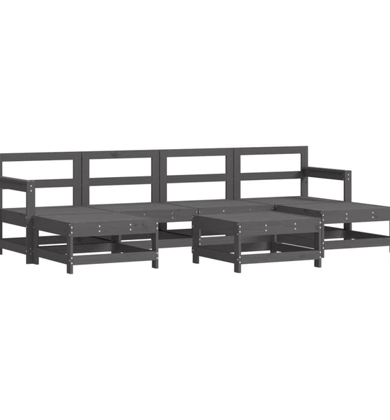 7-tlg. Garten-Lounge-Set Grau Massivholz Kiefer