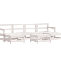 7-tlg. Garten-Lounge-Set Weiß Massivholz Kiefer