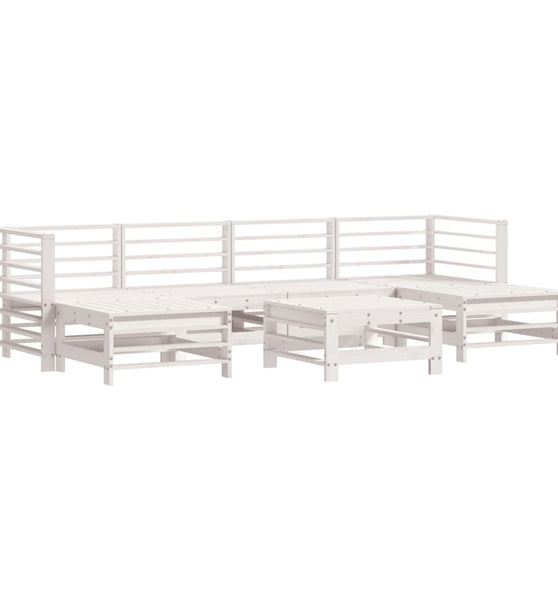7-tlg. Garten-Lounge-Set Weiß Massivholz Kiefer